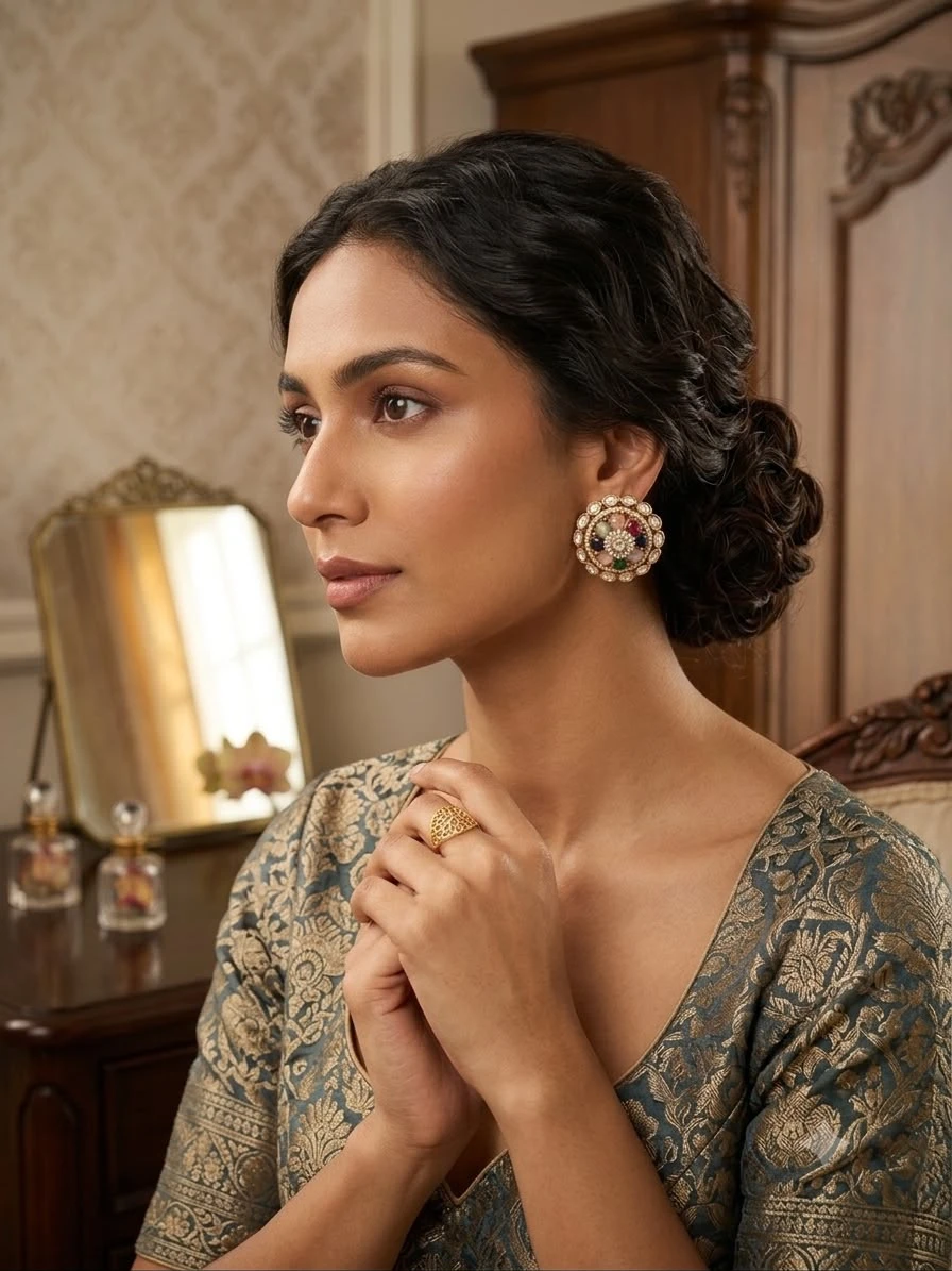 EVARA NAVRATNA STUDS