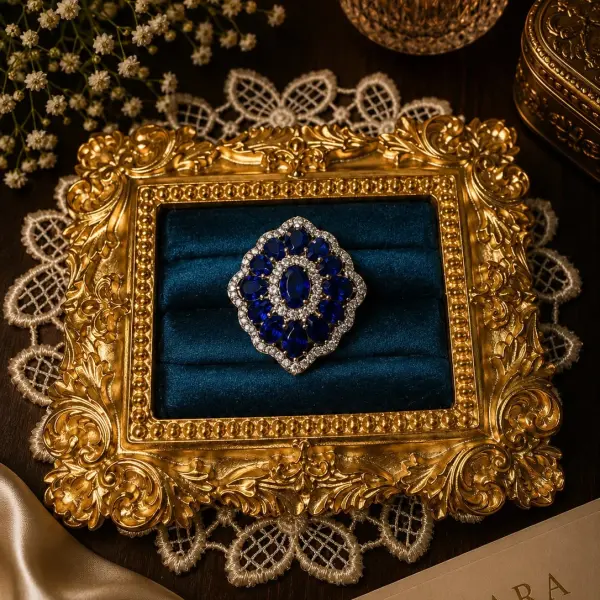 EVARA ROYALE SAPPHIRE BLOOM RING